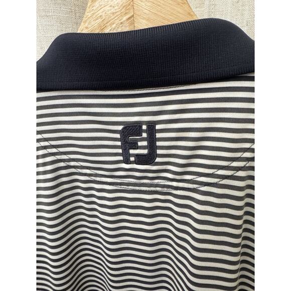 FootJoy Striped Golf Polo XL Navy White 1757 Golf Club FJ Logo - Picture 6 of 9